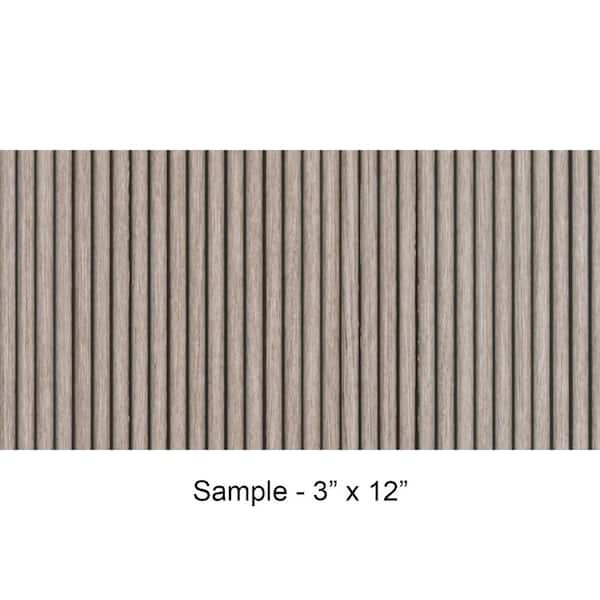 FROM PLAIN TO BEAUTIFUL IN HOURS Take Home Sample - Rounded Mini Slats 1/4 in. x 0.25 ft. x 1 ft. Ash Gray Glue-Up Foam Wood Wall Panel (1-Piece/Pack)