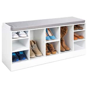 21.5 in. H 10-Pair White Wood Shoe Rack Bench 4-Tier Storage Shelf