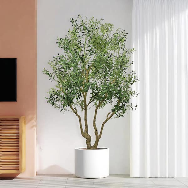 Dracelo 8 ft. Tall Artificial Olive Tree Large Faux Potted Olive