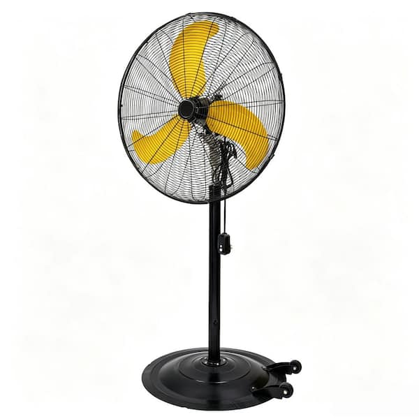30 inch Misting Outdoor Oscillating Pedestal Fan, 9300 CFM with GFCI Plug, High Velocity Weatherproof Fan in Yellow