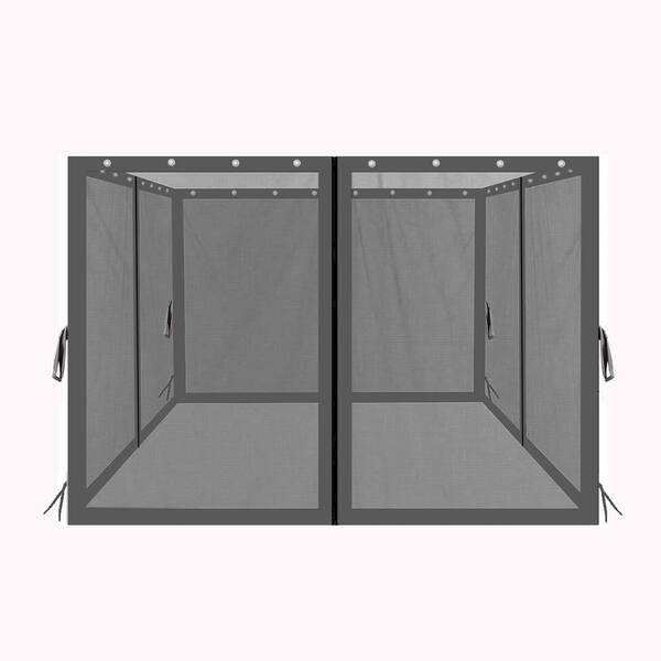 Amucolo 10 ft. x 10 ft. Black Gazebo Replacement Mosquito Netting with Zippers; 4-Side Mesh Walls for Patio Gazebos