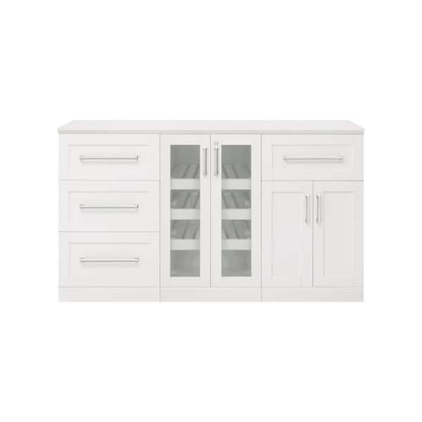 NewAge Products Home Bar 21 in. White Cabinet Set (4-Piece)