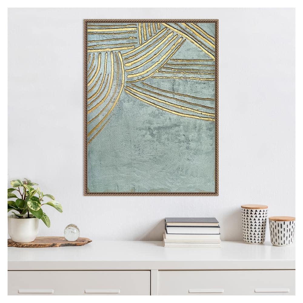Gold and Blue Abstract Canvas Framed Wall Art