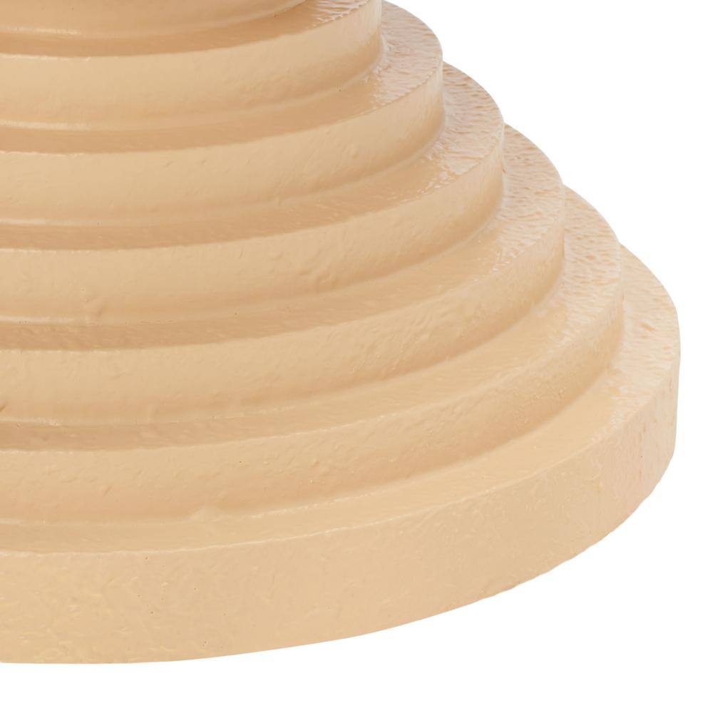 Cream Fluted Round Wood Accent Table