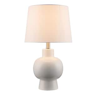 Althea 20.25 in. 1-Light White Ceramic Table Lamp with White Linen Shade