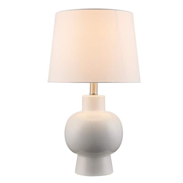 Althea 20.25 in. 1-Light White Ceramic Table Lamp with White Linen Shade
