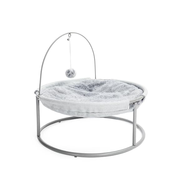 Foobrues Gray Cat Bed Soft Plush Cat Hammock with Dangling Ball for Cats