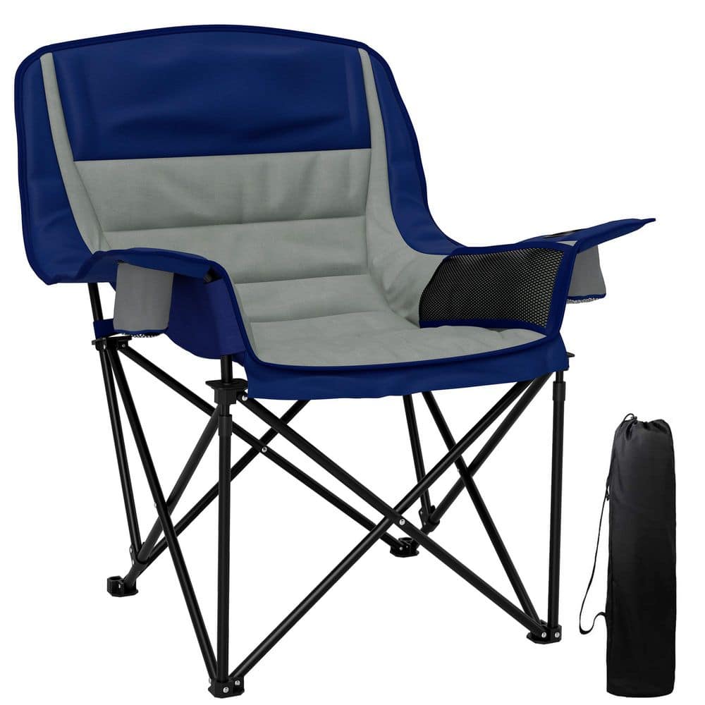 Padded Camping Chair for Adults, Light Gray Portable Folding Camping Chair 