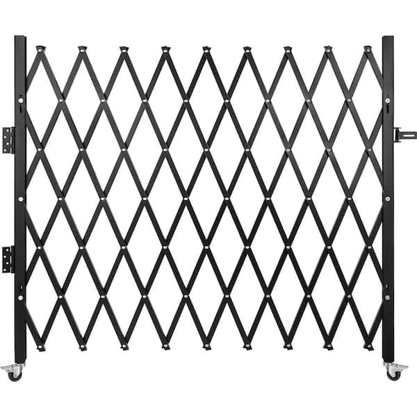 Single Folding Security Gate, 85 in. H x 85 in, W Steel Accordion Gate, Expanding Security Door Black