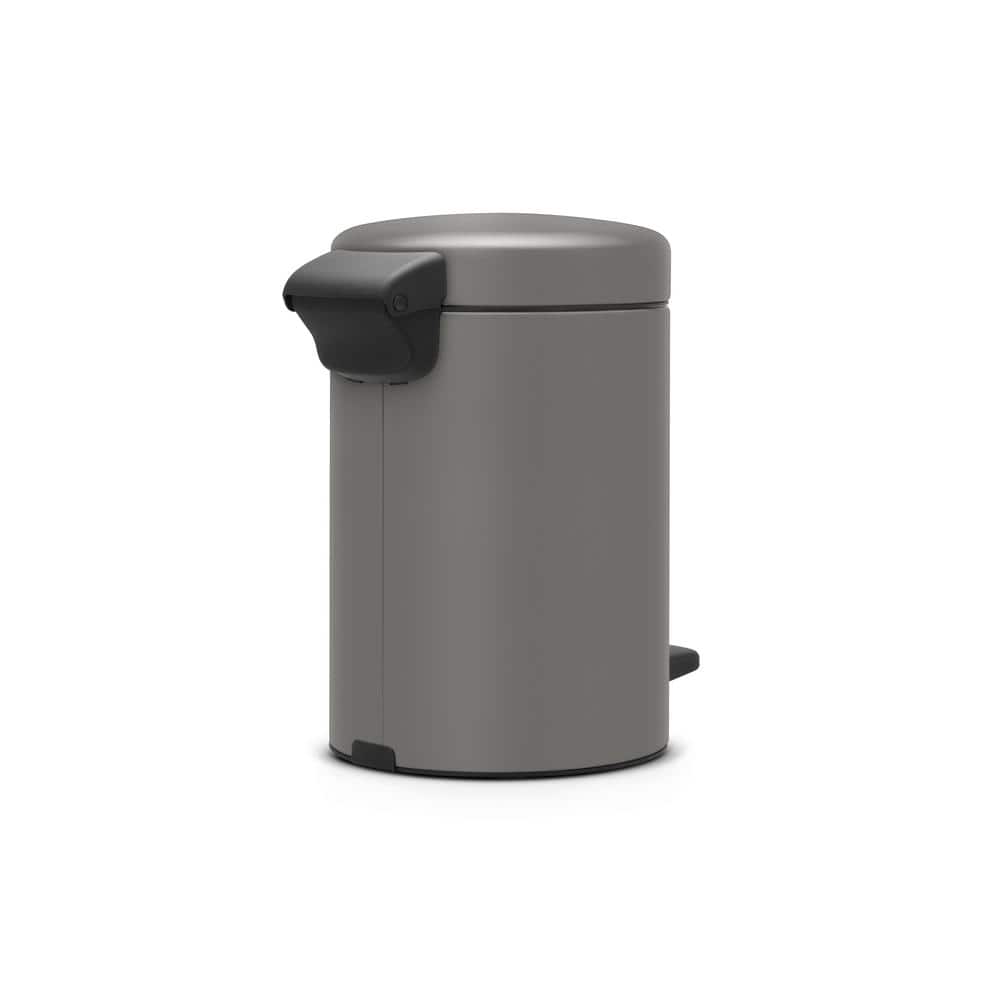 Concrete Gray Plastic Pedal Bathroom Bin, 3 Liter