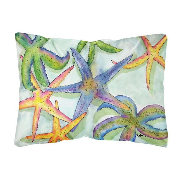 Caroline's Treasures 12 in. x 16 in. Multi-Color Lumbar Outdoor Throw Pillow with Starfish