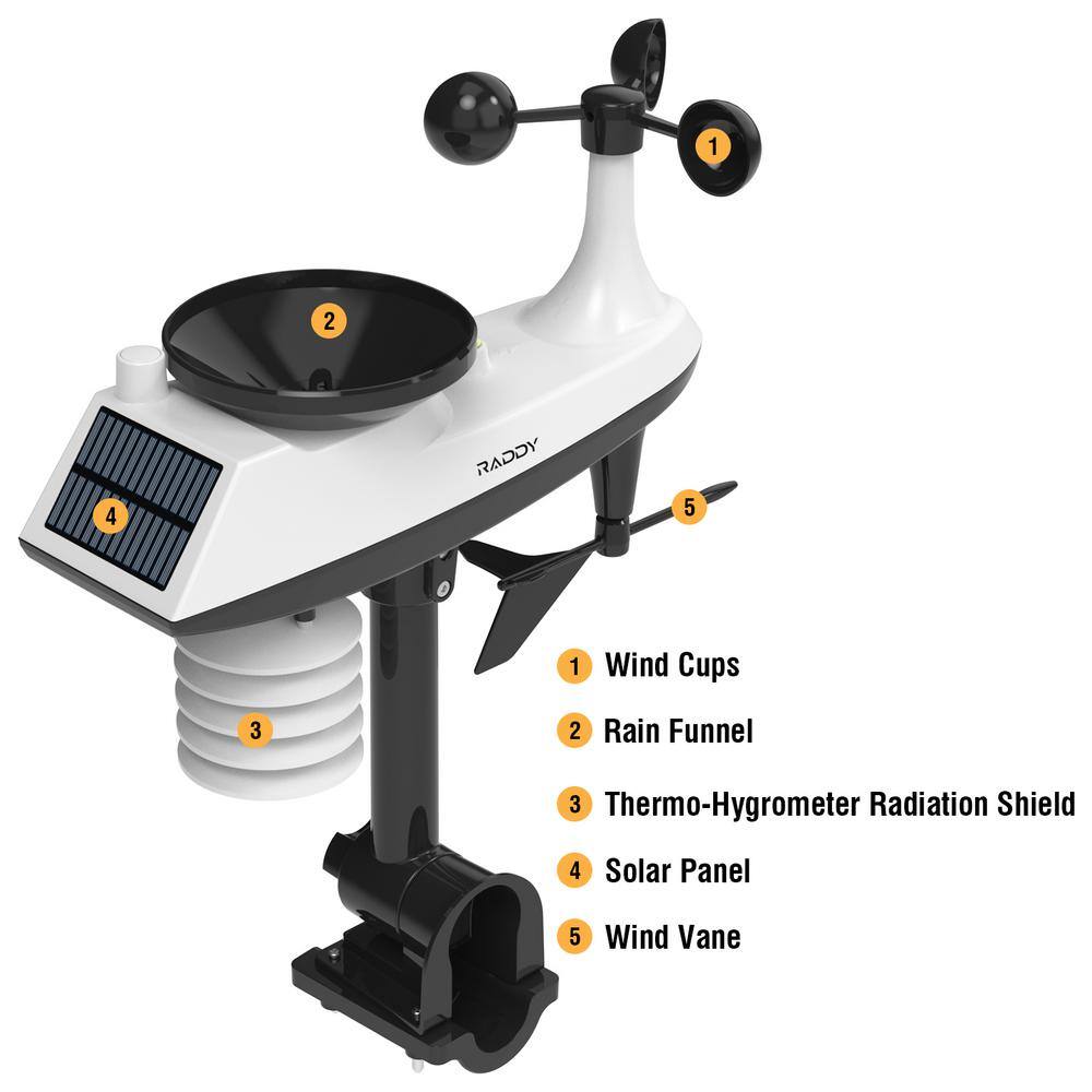Raddy VP7 Wireless Weather Station with 7.4'' Digital Color Display