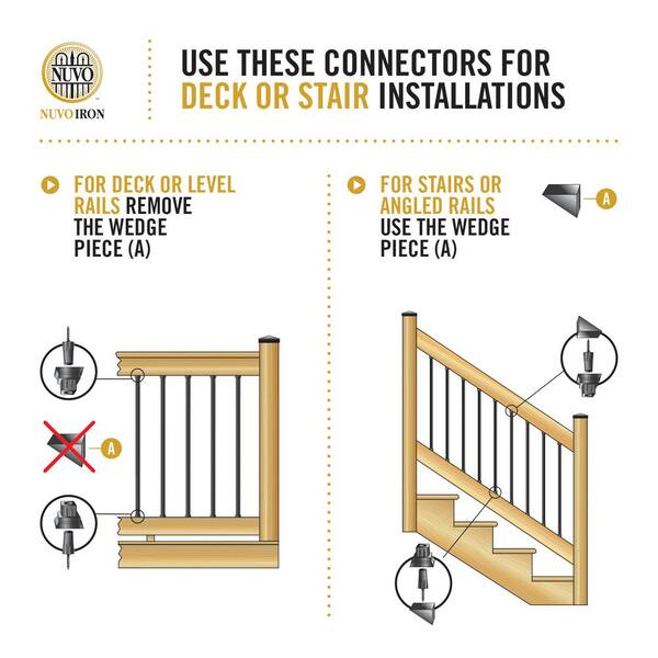 NUVO IRON 26 in x 1 in Round Baluster And Connector Combo Kit for Decks And Stairs