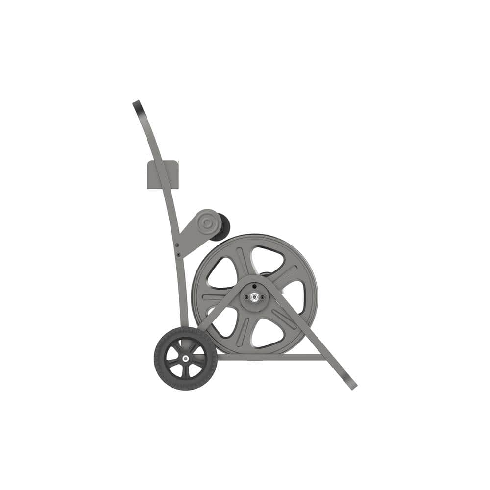 Gray Steel Mobile Garden Hose Cart with Basket