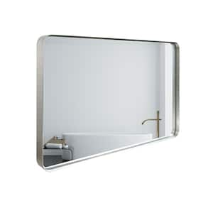 20 in. W x 30 in. H Silver Rounded Corner Rectangle Metal Frame Bathroom Mirror Wall, Hangs Horizontally or Vertically