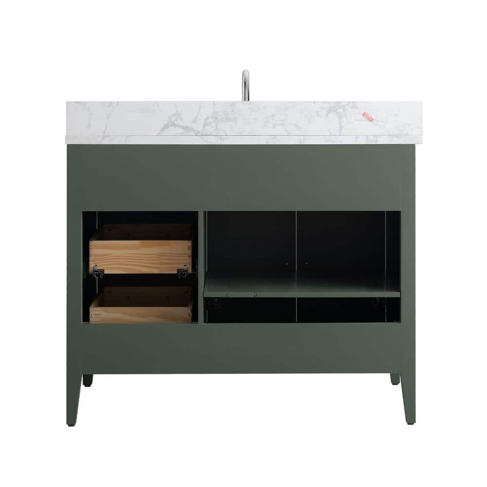 Vintage Green 42" Single Bathroom Vanity with Engineered Marble Top