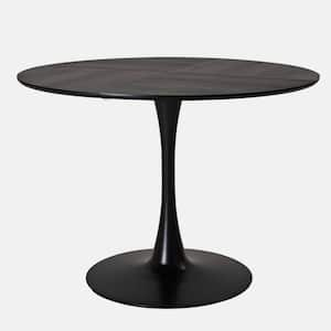 Black Wood 42.13 in. Pedestal Dining Table Seats 4