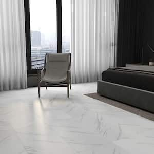 6 MIL x 12 in. W x 24 in. L Peel and Stick Flooring Tile, White Marble Waterproof Vinyl Tile Flooring (60 sq.ft./case)