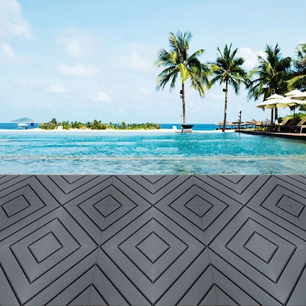 Amucolo 12 in. x 12 in. Composite Plastic Interlocking Deck Tiles in Gray (Set of 44 Tiles)