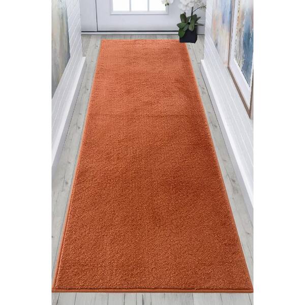Custom Size Runner Rug Soft Collection Solid Orange 36 in. W x 384 in. L Stair Runner 96 sq. ft.