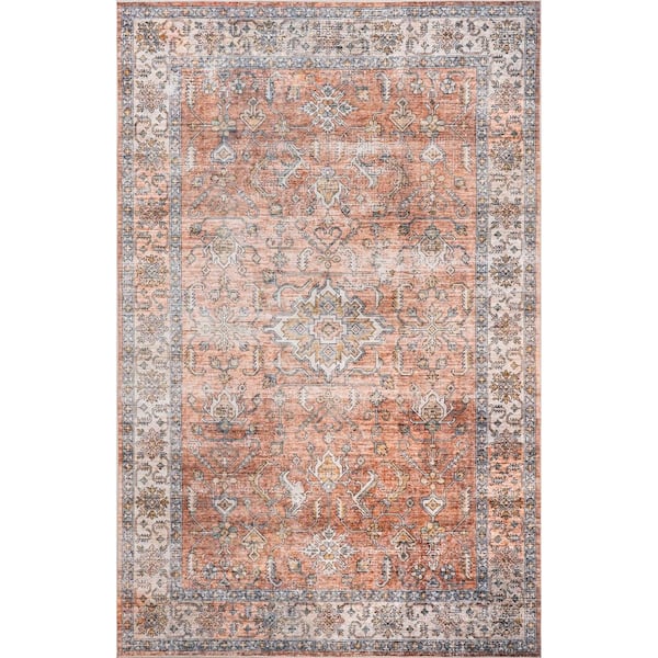 nuLOOM Britt Machine Washable Rust 8 ft. x 10 ft. Medallion Area Rug