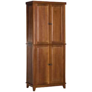 4-Shelf Mahogany 72.5" Pinewood Large Kitchen Pantry Storage Cabinet, Freestanding Cabinets with Doors