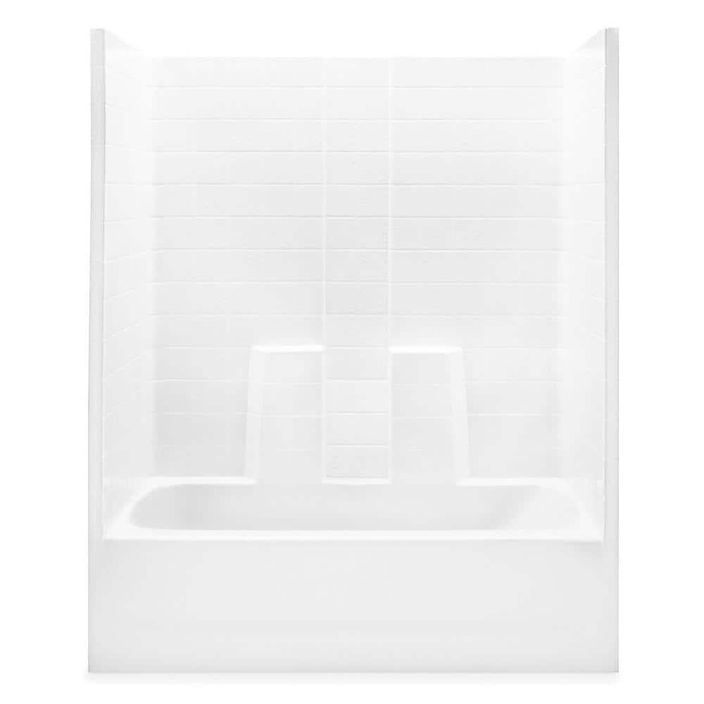Everyday 60 in. x 30 in. x 72 in. 1-Piece Bath and Shower Kit with Left Dra