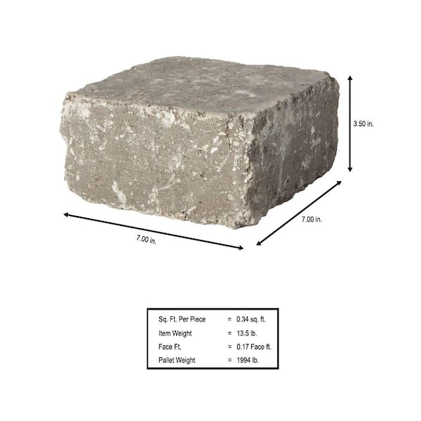 Pavestone RumbleStone Medium 3.5 in. x 7 in. x 7 in. Greystone Concrete Garden Wall Block (144 Pcs. / 24.5 Face ft. / Pallet) Pavestone RumbleStone Medium 3.5 in. x 7 in. x 7 in. Greystone Concrete Garden Wall Block (144 Pcs. / 24.5 Face ft. / Pallet)