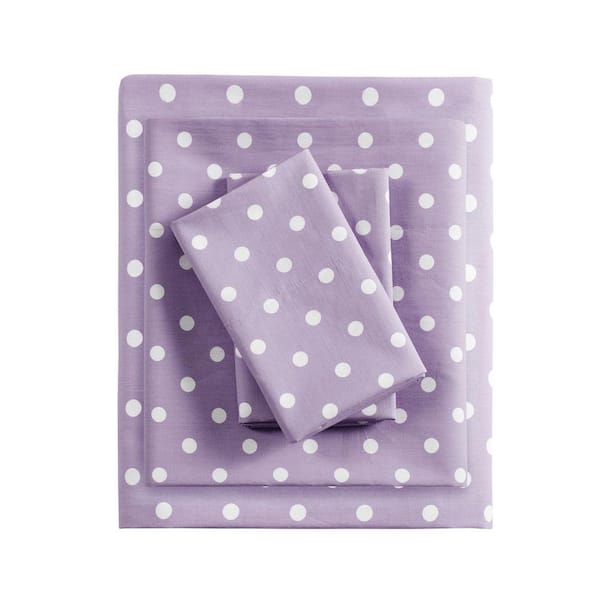 Intelligent Design Polka Dot 4-Piece Purple Cotton Queen Printed Sheet Set