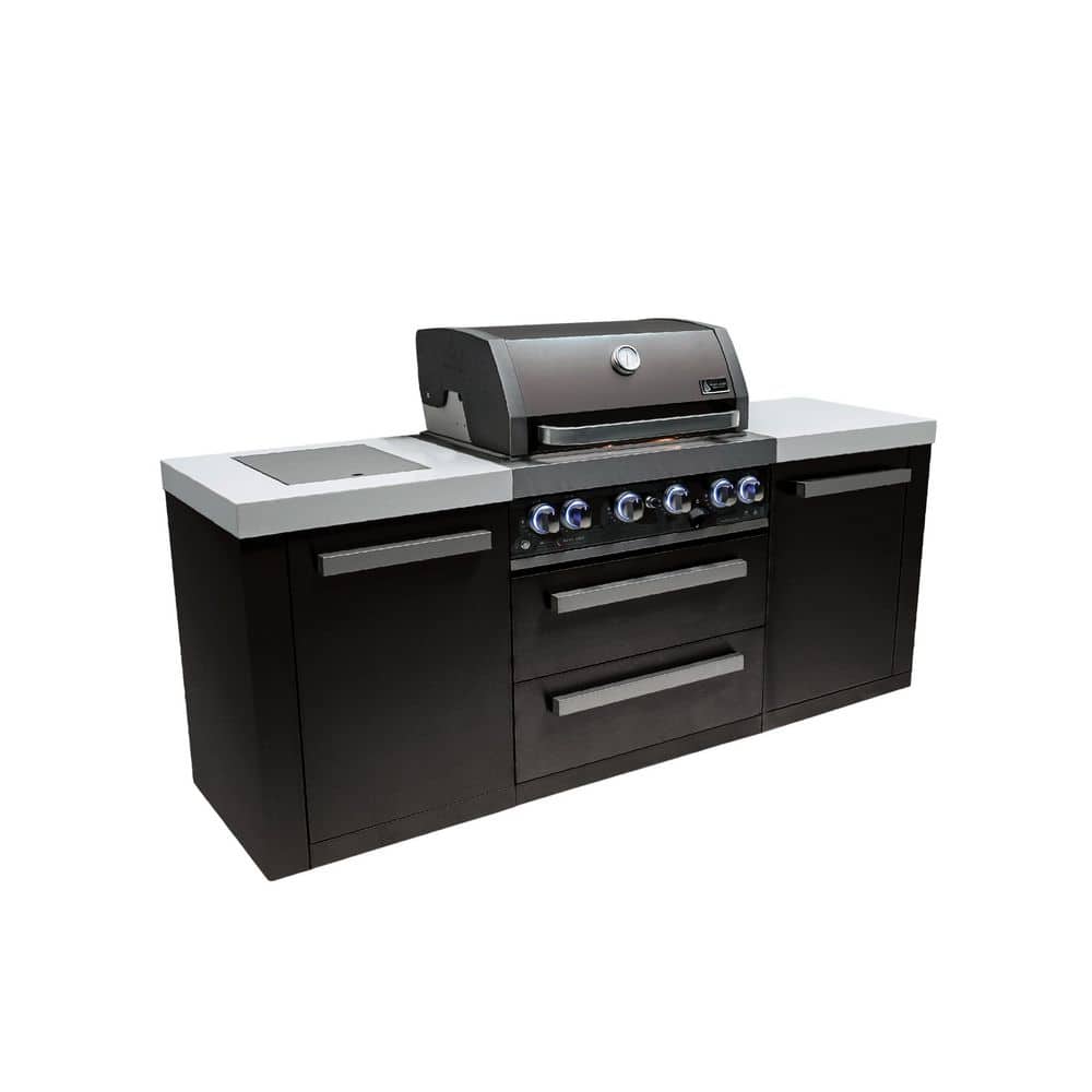 MONT ALPI Black 4-Burner 82 in. Outdoor Kitchen with Side Burner +