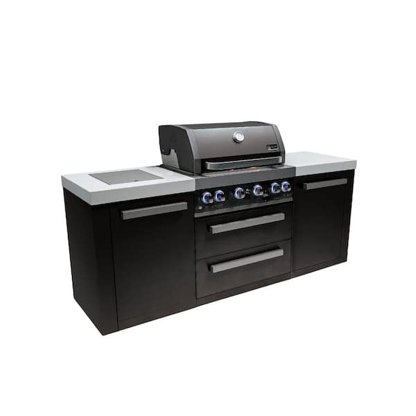 MONT ALPI Black 4-Burner 82 in. Outdoor Kitchen with Side Burner +