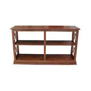Hampton 60 in. Espresso Standard Rectangle Wood Console Table with Shelves