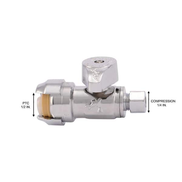CPVC PE-RT SharkBite 23037LFA4 Straight Stop Valve PEX Water Valve Shut Off Pack of 4 Reliance Worldwide Corporation 1/2 inch x 1/4 inch Copper Compression Fitting Push-to-Connect 