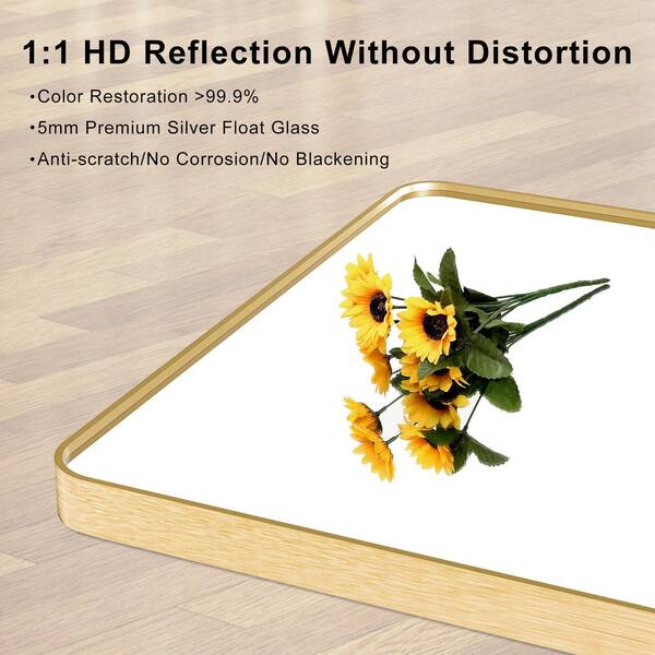 Sxiawe 30 in. W x 48.2 in. H Gold Rectangle Aluminum Frame Wall