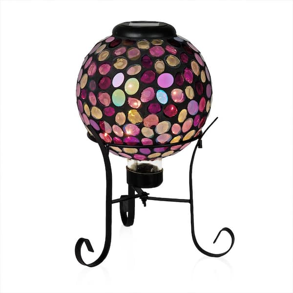 Alpine Corporation Solar Mosaic Pink Gazing Globe with Stand