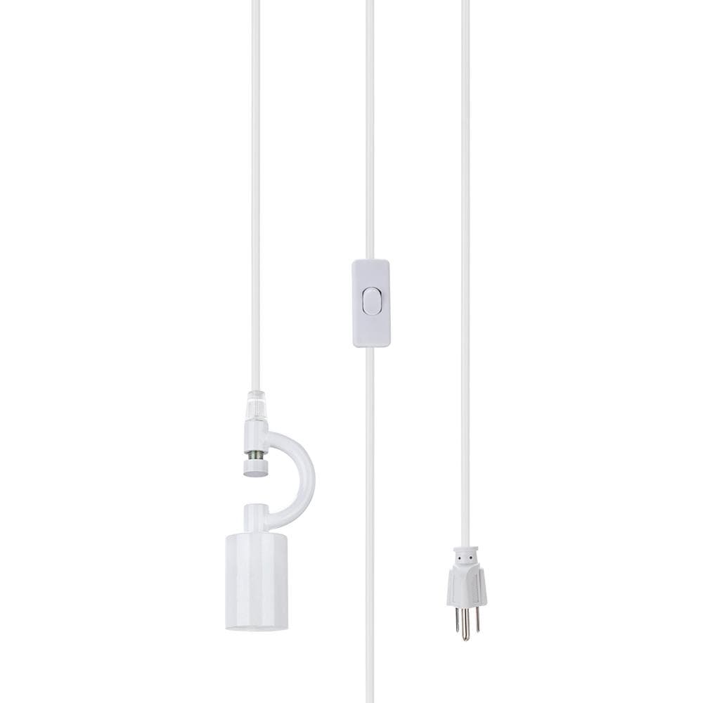 White and Blue Denim Drum LED Swag Pendant Light