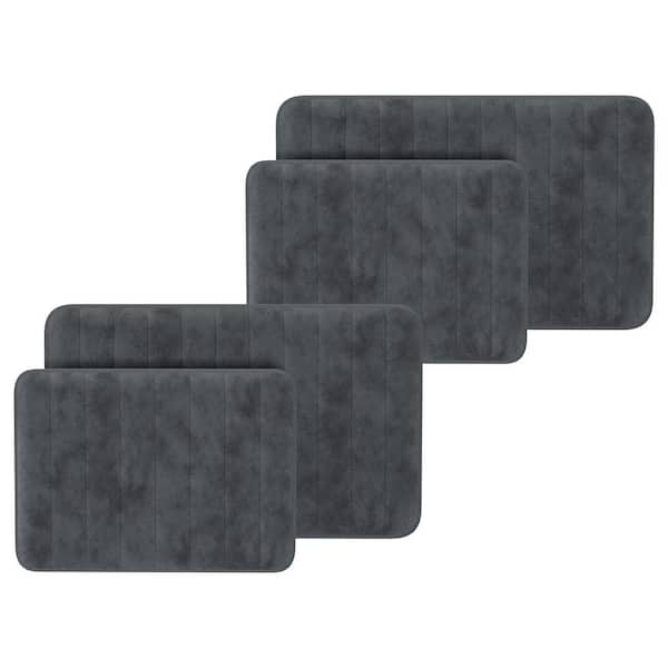 Lavish Home Gray 4-Piece Memory Foam Bathmats with Microfiber Top - Non-Slip Absorbent Rug Set