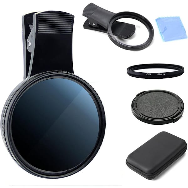 OBJLGEV 67 mm CPL Filter Clip On Phone Lens Kit with Lens Cover Protect Box Universal Polarized Lens for Smartphones