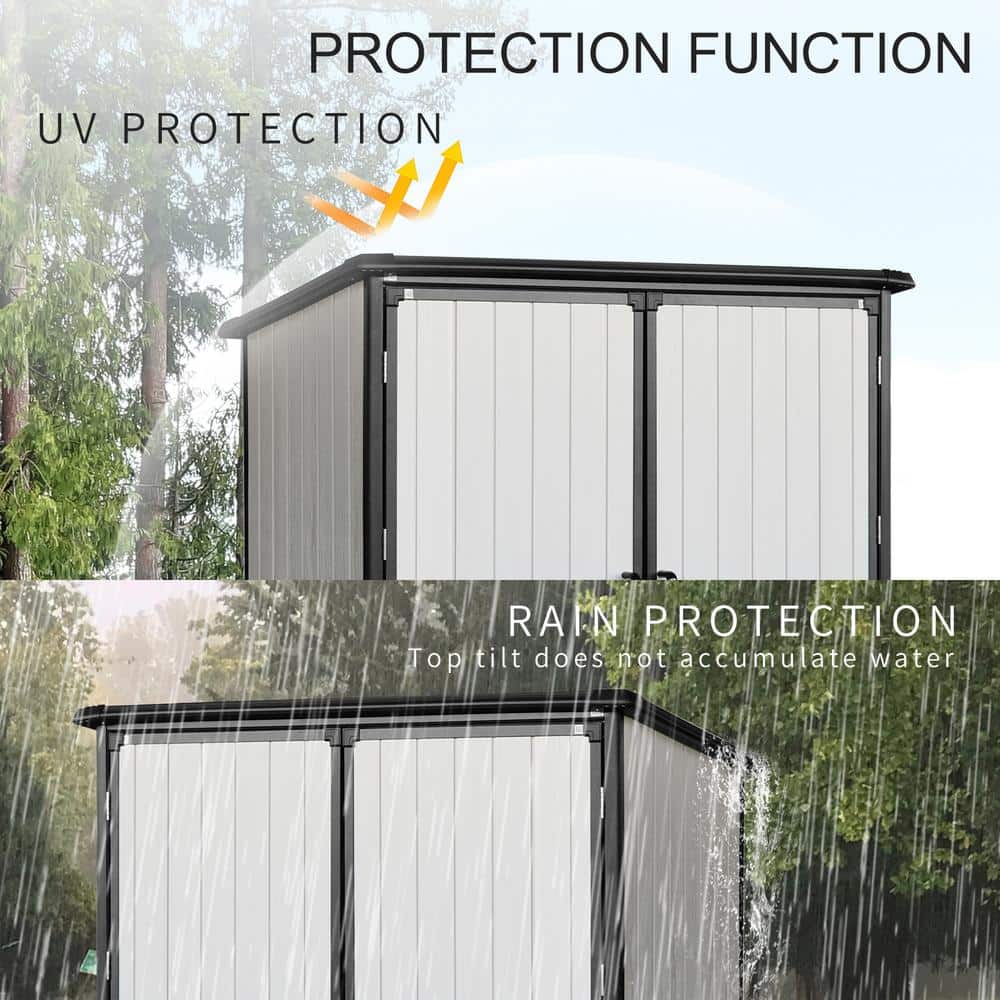 5x3FT Black and White Vinyl Outdoor Storage Shed