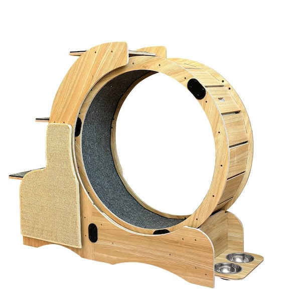 maocao hoom Natural Wood Cat Sports Running Wheel Cats Wheel Wood Climbing Frame Cat Litter Fitness Wheel Oversized Roller