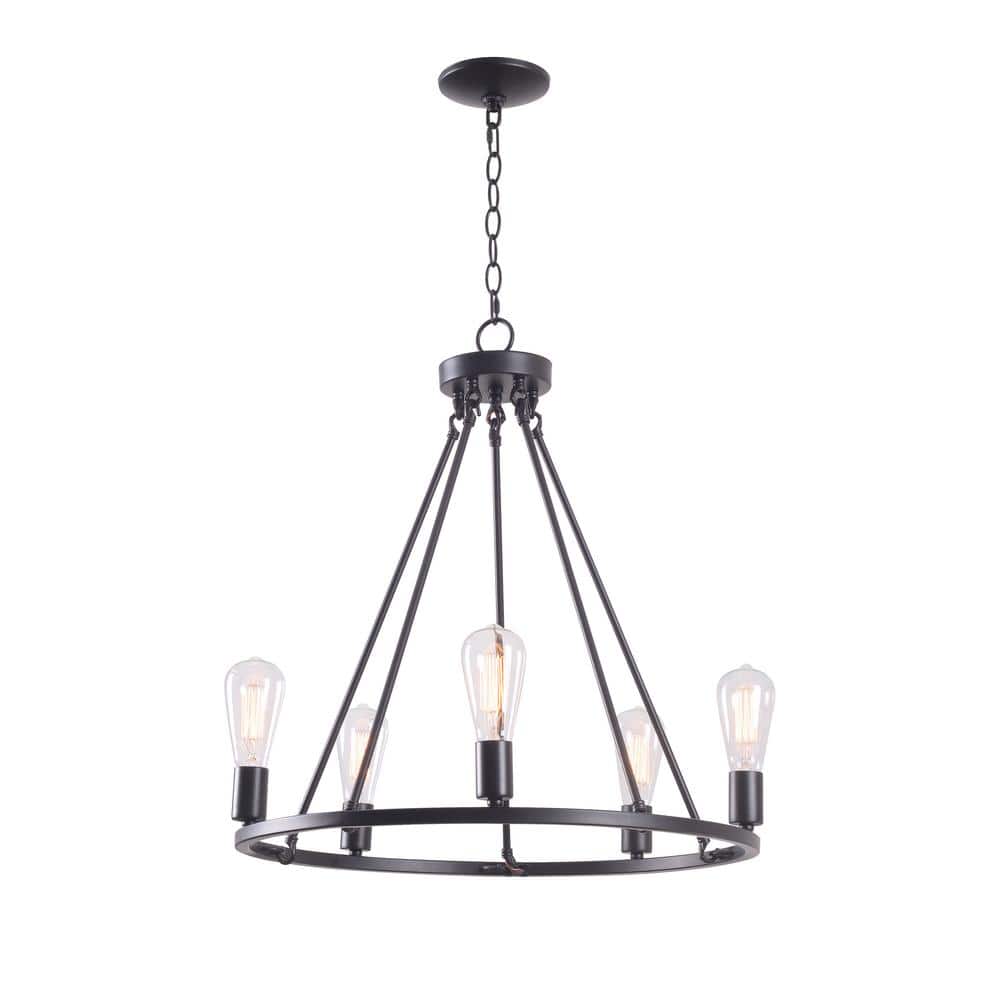 Manor Brook Baker 5-Light Black Chandelier with Bulbs Included and Up or  Down Hanging Positions MB00325 - The Home Depot