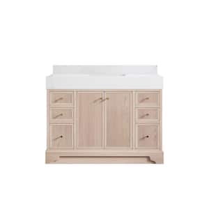 Manhattan Oak 48 in. W x 22 in. D x 36 in. H Single Sink Bath Vanity in White Oak with 5" Empira Quartz Top