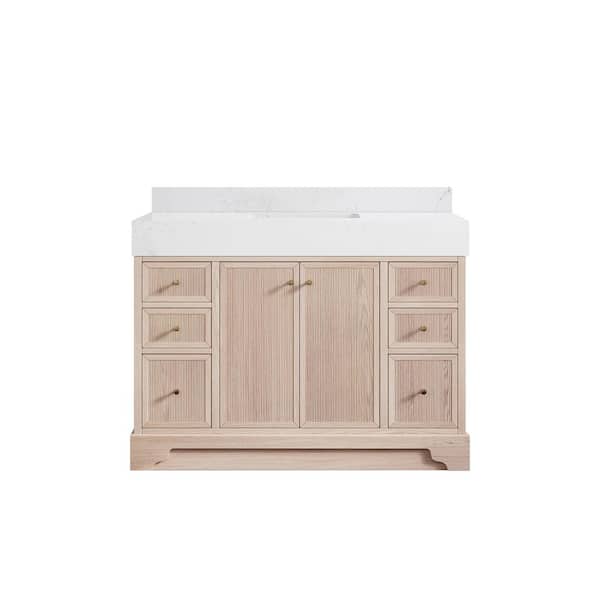 Willow Collections Manhattan Oak 48 in. W x 22 in. D x 36 in. H Single Sink Bath Vanity in White Oak with 5" Empira Quartz Top