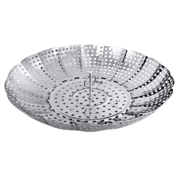 5.3 in. to 8.6 in. Stainless Steel Steamer Basket with Folding, Collapsible, Expandable for Cooking Food in Pots(1-Pack)