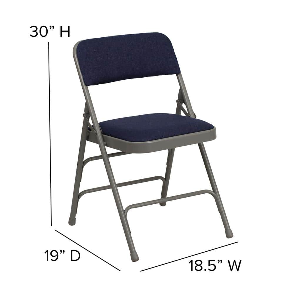 Navy Fabric Metal Folding Reception Chair with Padded Seat