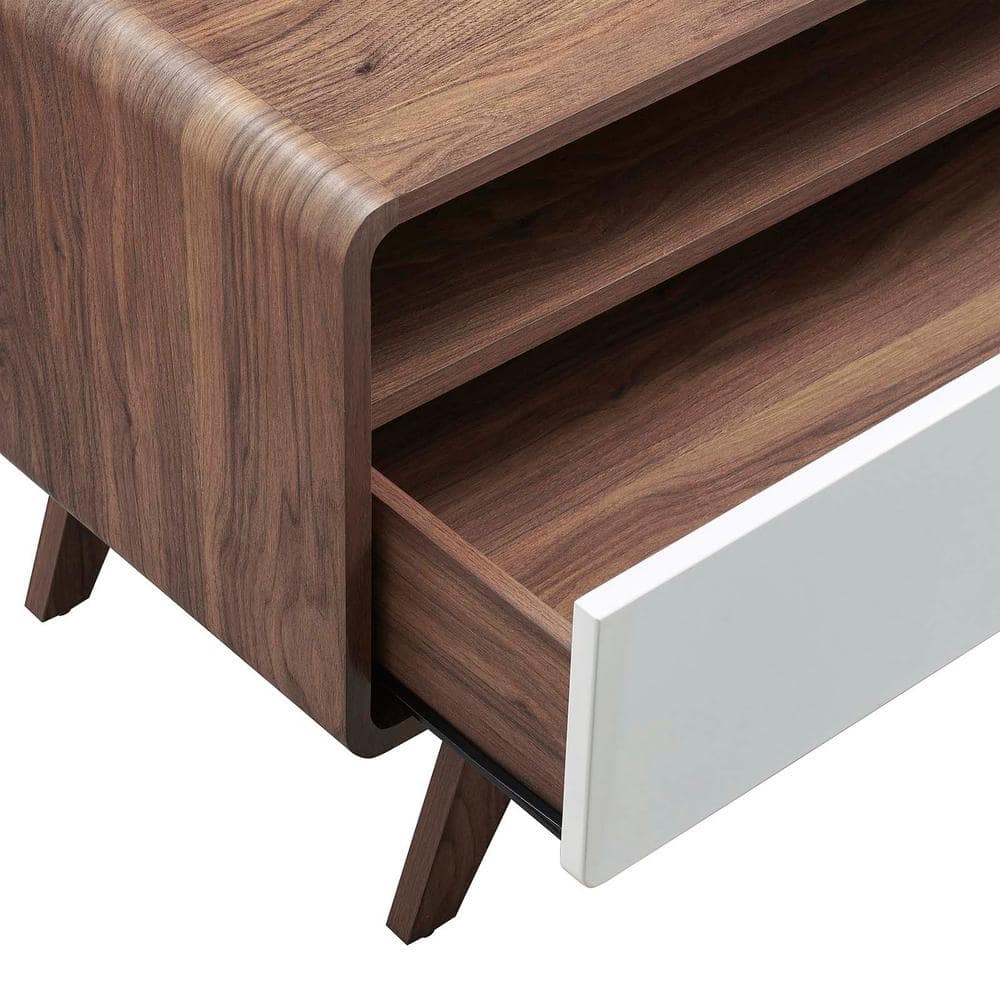 Walnut and White 60" Mid-Century Modern TV Stand