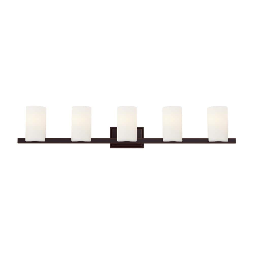 Delray 43.75 in. 5-Light Olde Bronze Vanity Light with Satin Opal White Glass price history on PriceWatchPro