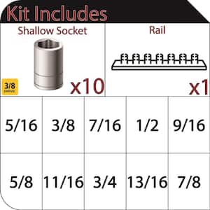 3/8 in. Drive Standard SAE Socket Set (10-Piece)