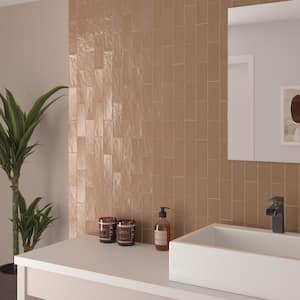 Amagansett Terracotta 2.55 in. x 0.32 in. Mixed Finish Ceramic Wall Tile Sample