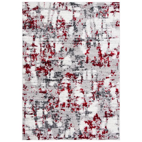 Skyler 5 ft. x 8 ft. Gray/Red Abstract Area Rug